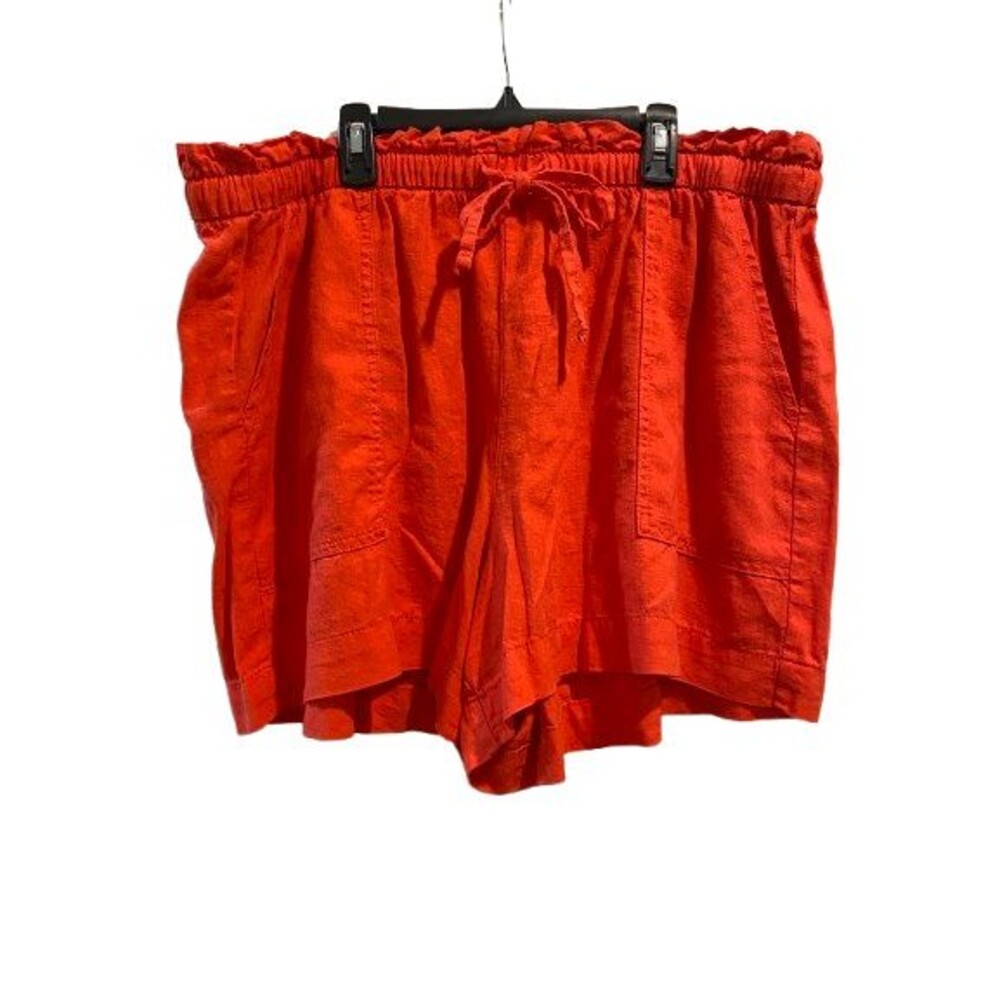 Women's XXL Shorts Sonoma High-rise Red Linen/Rayon w/ pockets Pull-on